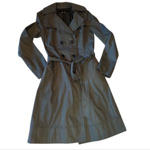 French Connection Y2K printed greyish green belted cotton trenchcoat. Size 8